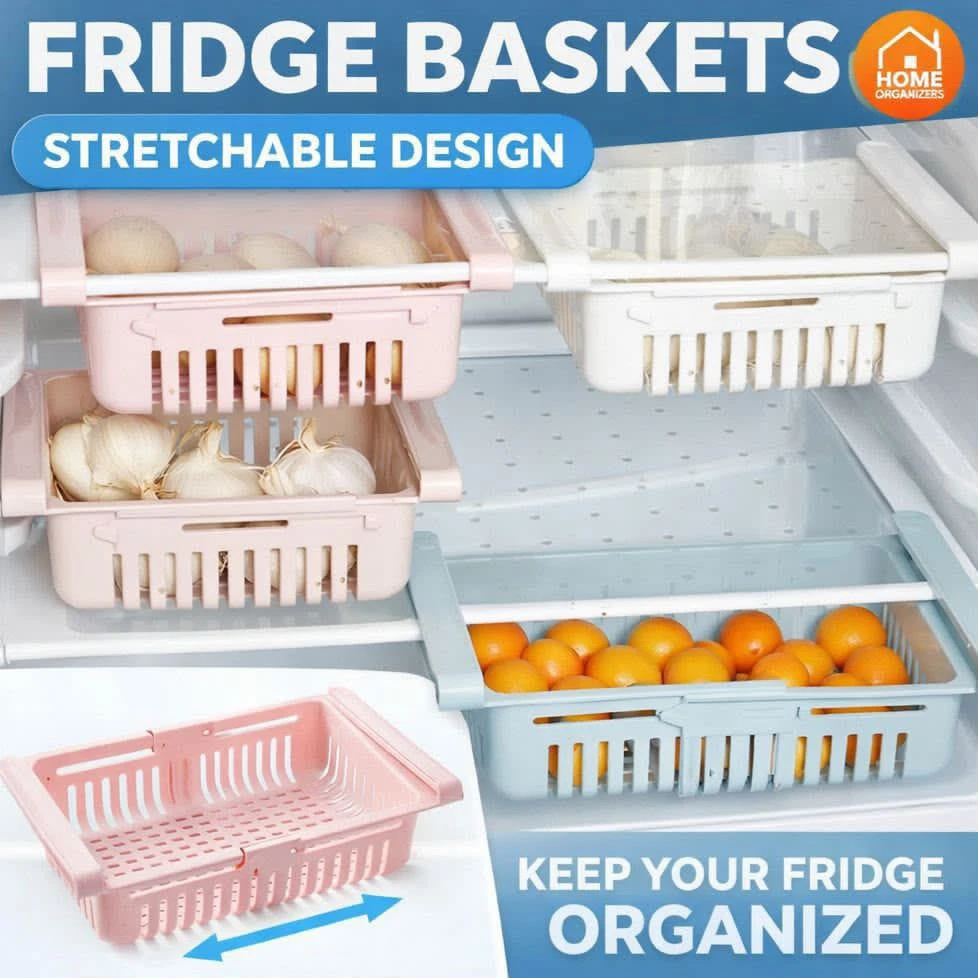 Stretchable Adjustable Fridge Storage Drawer Basket