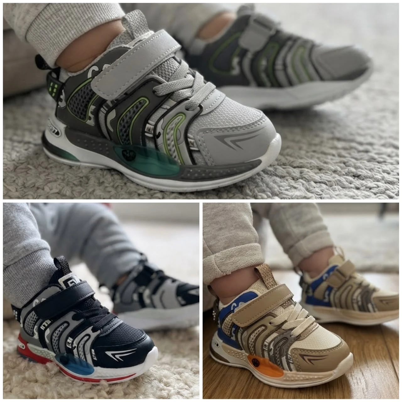 Kids Chunky Sporty Mesh Velcro Sneakers