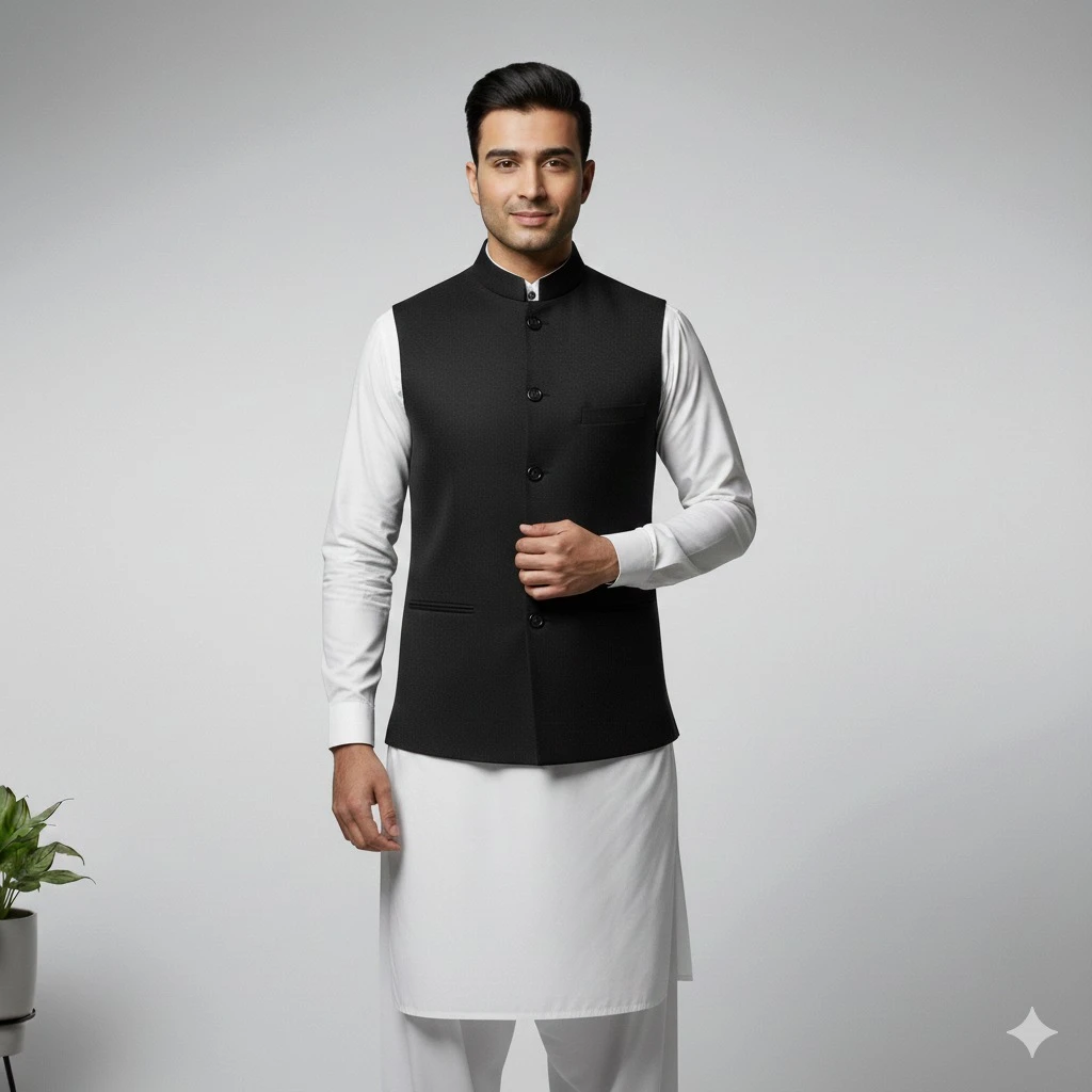 Men's Executive Jet Black Tailored Suit Waistcoat